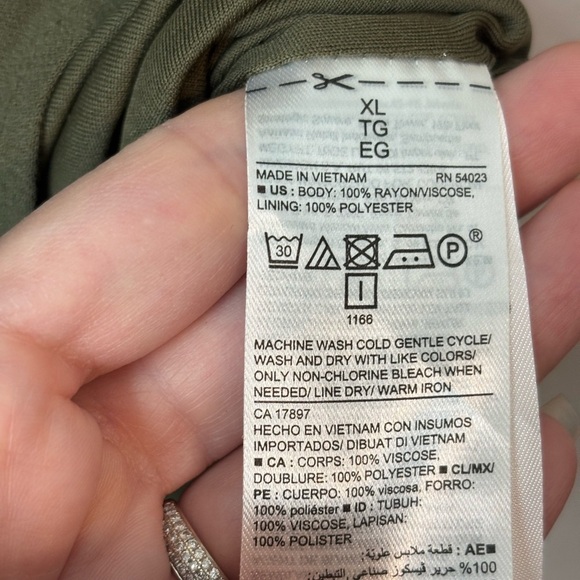 Old Navy Olive Green Pleated Midi Dress with Mandarin Collar - Picture 4 of 7